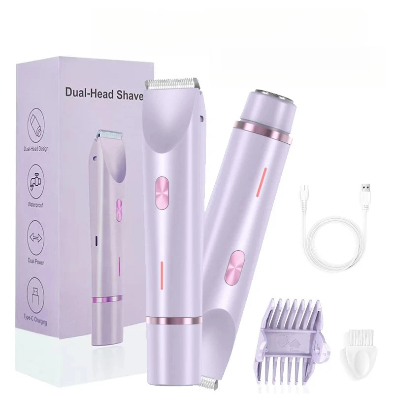 Electric Shaver for Woman Double Head Dual Purpose Female Razor Body Epilator Leg Underarm Bikini Electric Hair Remover Trimmer