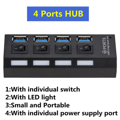 Mini Hub USB 3.0 de 4 Puertos, Alta Velocidad 5Gbps