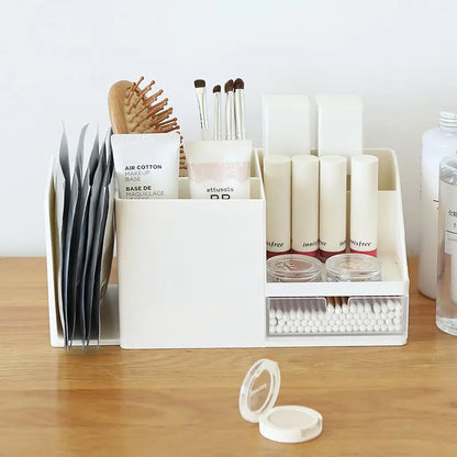 Large Capacity Desk Pen Holder With Drawer and Bookshelf. Pencil Storage Box Desktop Organizer School Office Stationery