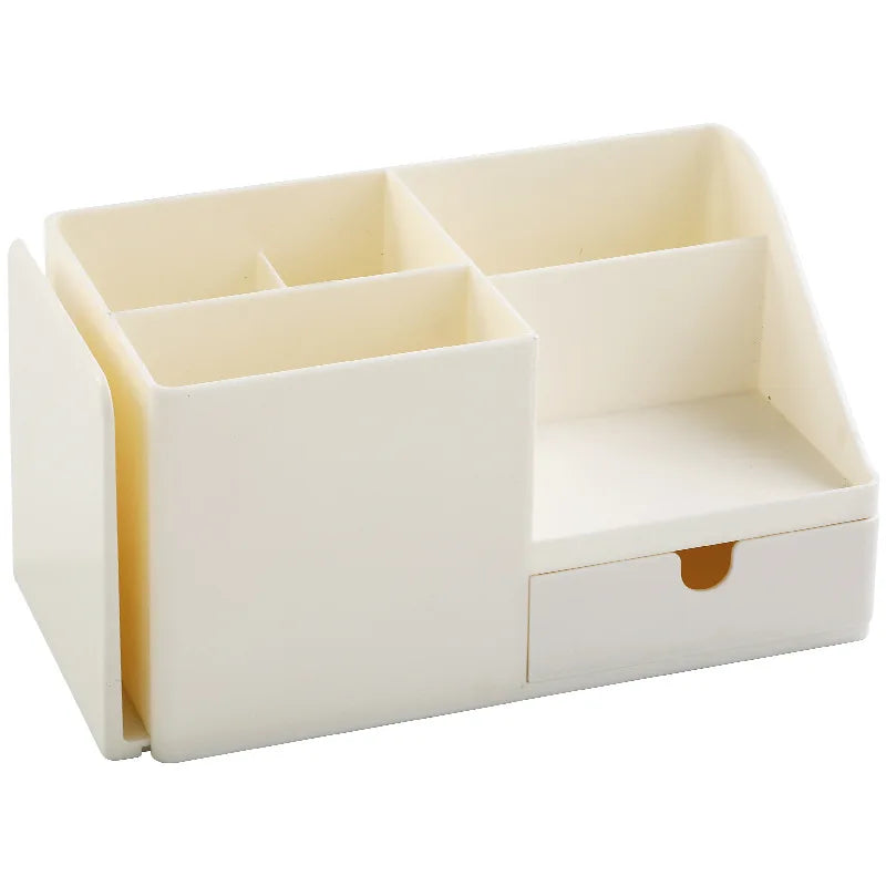 Large Capacity Desk Pen Holder With Drawer and Bookshelf. Pencil Storage Box Desktop Organizer School Office Stationery