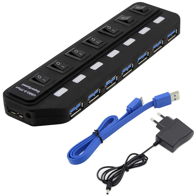 USB 3.0 HUB 4/7 Port High Speed 5Gbps with On/Off Switch