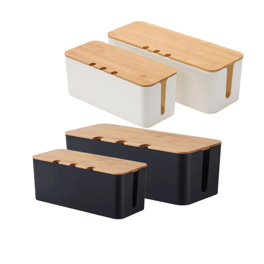 Caja Organizadora de Cables Grande, Estilo Madera