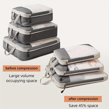 3-piece travel compression packing cube, travel bag luggage organizer travel essentials carry-on luggage compression cube