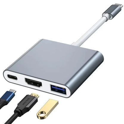 Hub USB-C 3 en 1 con PD 100W, HDMI 4K y USB 3.0