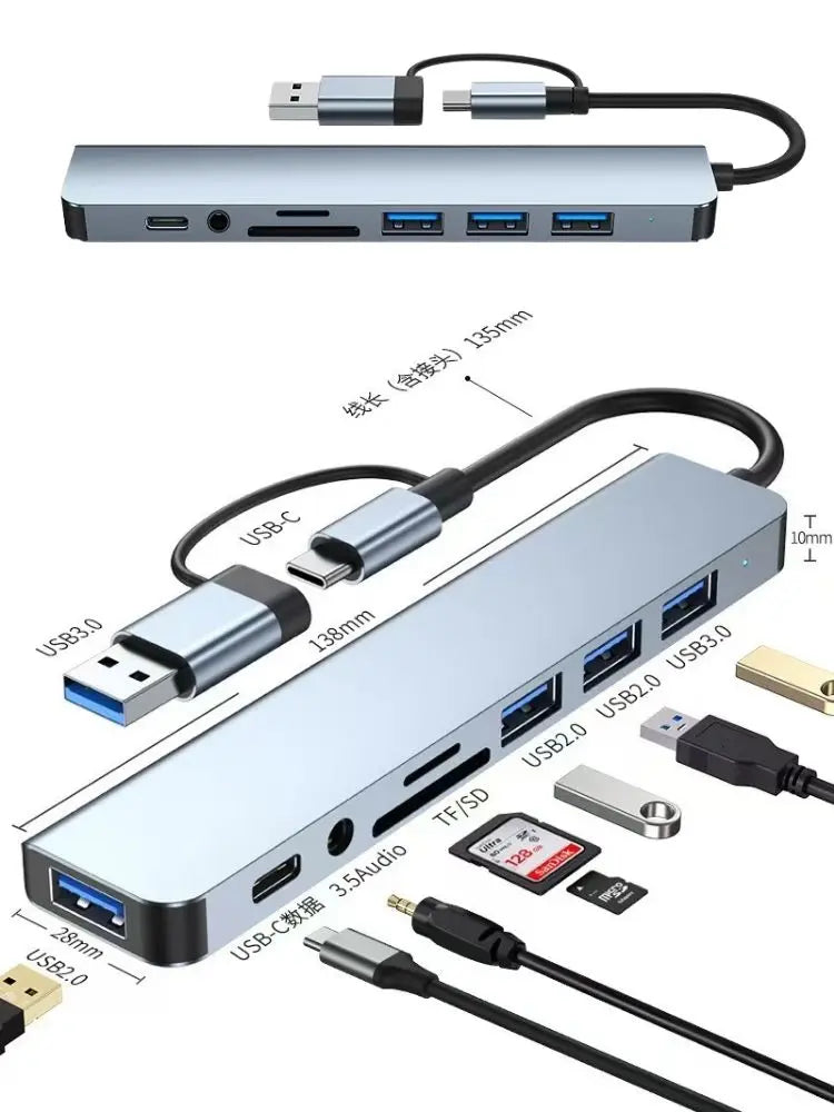 Hub USB-C 3 en 1 con PD 100W, HDMI 4K y USB 3.0