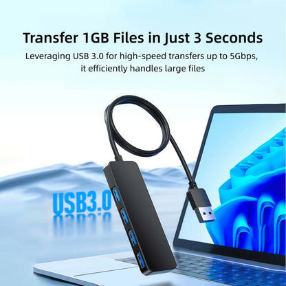 Hub USB 3.0 de 4 Puertos, Cable Largo de 120cm