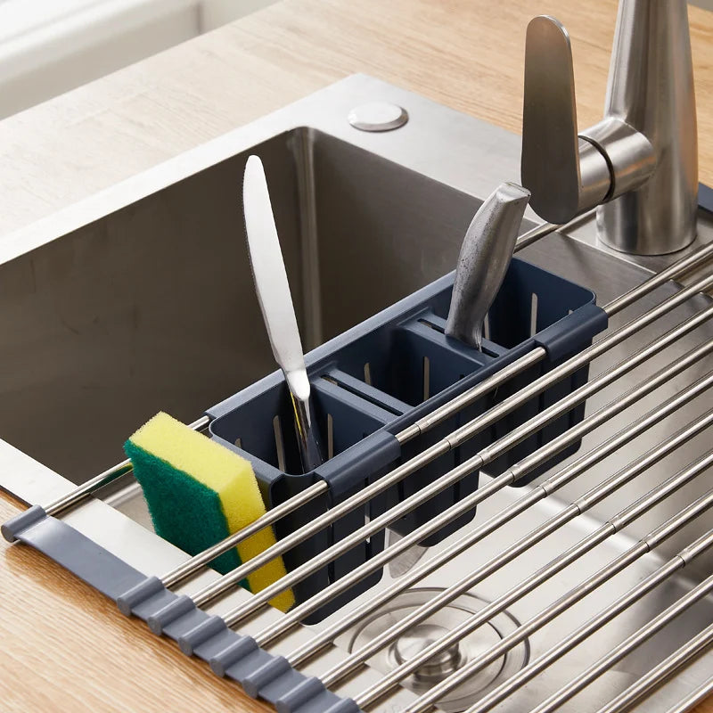Stainless Steel Sink Drying Rack, Over-the-Sink Dish Drying Rack, Equipped with 13/17 Support Columns