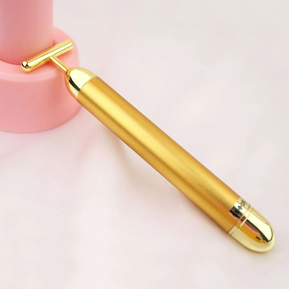 Rodillo Facial de Belleza con Barra de Oro 24k