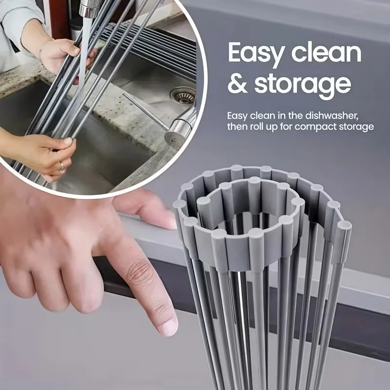 Stainless Steel Sink Drying Rack, Over-the-Sink Dish Drying Rack, Equipped with 13/17 Support Columns