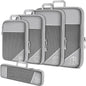 5PCS Travel Compressed Packing Cubes Storage Organizer Set With Shoe Bag Mesh Visual Luggage Portable Lightweight Suitcase Bag