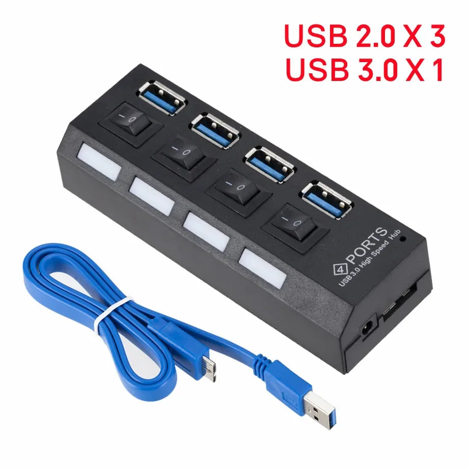 Mini Hub USB 3.0 de 4 Puertos, Alta Velocidad 5Gbps