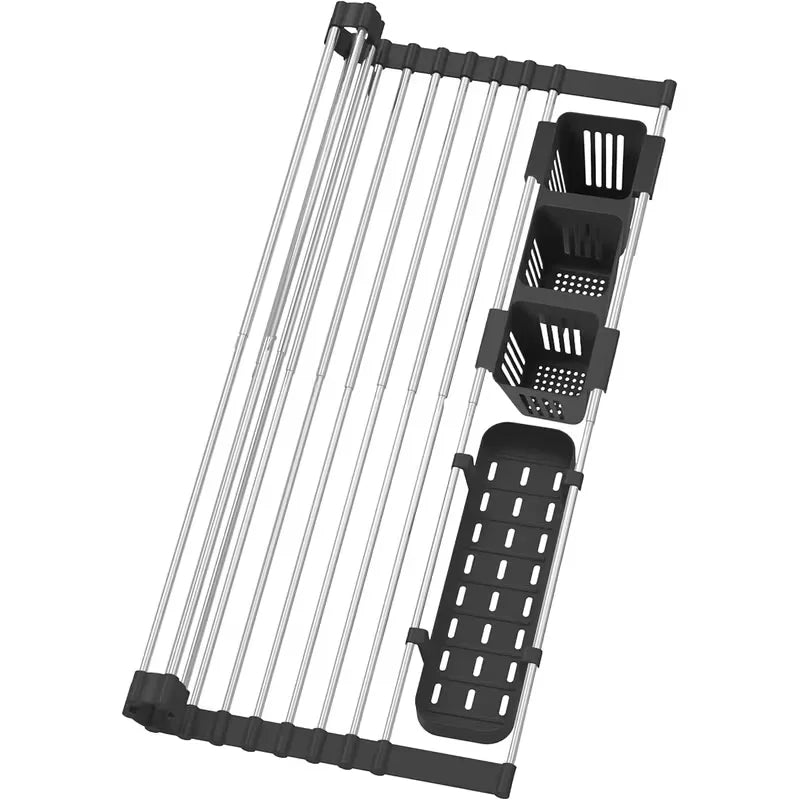 Stainless Steel Sink Drying Rack, Over-the-Sink Dish Drying Rack, Equipped with 13/17 Support Columns