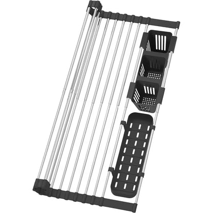 Stainless Steel Sink Drying Rack, Over-the-Sink Dish Drying Rack, Equipped with 13/17 Support Columns