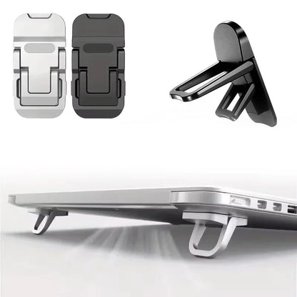 2PCS Mini Foldable Laptop Stand Portable Computer Keyboard Riser with 2 Adjustable Angles Self-Adhesive Invisible Notebook Stand