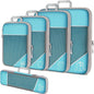 5PCS Travel Compressed Packing Cubes Storage Organizer Set With Shoe Bag Mesh Visual Luggage Portable Lightweight Suitcase Bag