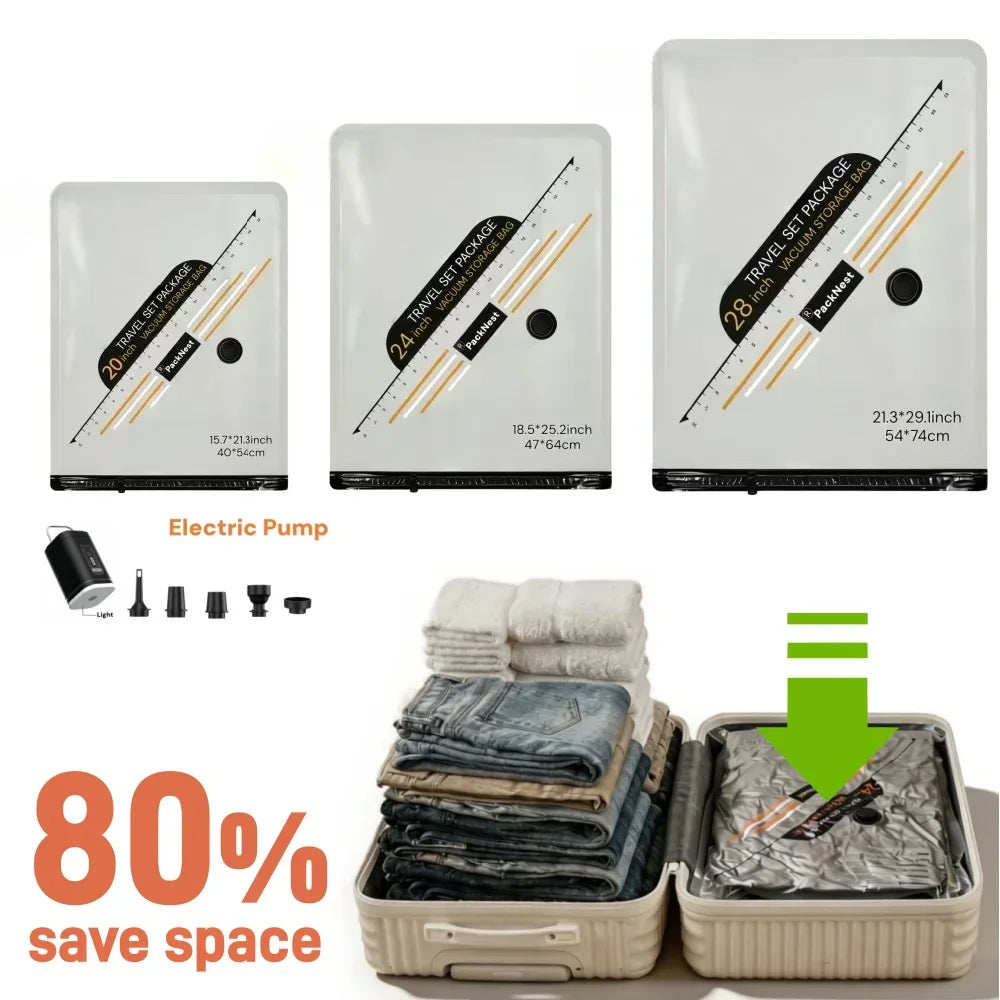 Vacuum Storage Bags for Travel Essentials, Wardrobe Packing Cubes