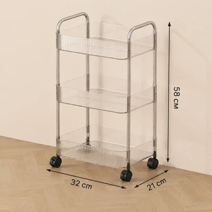 Mobile Shelf with Wheel Multi-Layers Storage Rack Home Trolley for Snacks Cosmetic Sundries Organizer 2/3/4 Tiers Rolling Cart