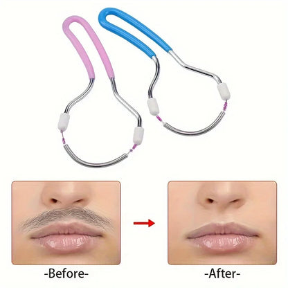 Facial Epilator for Women, Remove Unwanted Hair on Upper Lip, Chin, Face, Portable Handheld Spring Roller Epilator for Smooth Sk